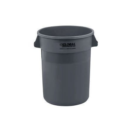 Global Equipment Plastic Trash Can - 32 Gallon Gray 3200-GY
